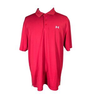 Under Armour Men's XL Red HeatGear Polo Shirt Loose Fit Performance Golf XL